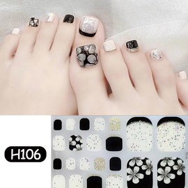 6 Sheets Flower Toenail Gel Stickers Spring Summer Toenail Polish Strips Multicolored Floral with Glitter Design Full Wraps Nail Art Supplies Cute Gels Toenails Strips Stickers for Women Acrylic Nails