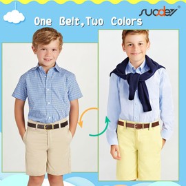 SUOSDEY Kids Reversible Belt for Boys and Girls Leather Belt for School Uniform Casual Jeans Back to School Fashion,brown/coffee