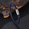 ZENSE - Men's Braided Leather Bracelet in Navy Blue ZB0356