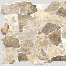 Dundee Deco 3D Wall Panels - Beige Brown Faux Stone PVC Wall Paneling for Interior Wall Decor, SAMPLE 9" x 9"