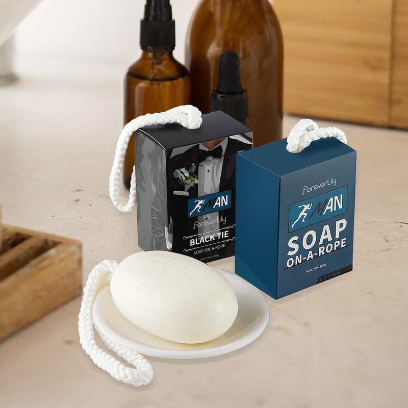 Soap On a Rope 2-Pack Set for Face Body Hair