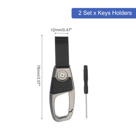 sourcing map Car Key Chain, Detachable Round Clip Leather Keychain Metal Buckle Keys Holder with Leather Texture Strap for Men and Women with Screwdriver(Silver, Pack of 2)