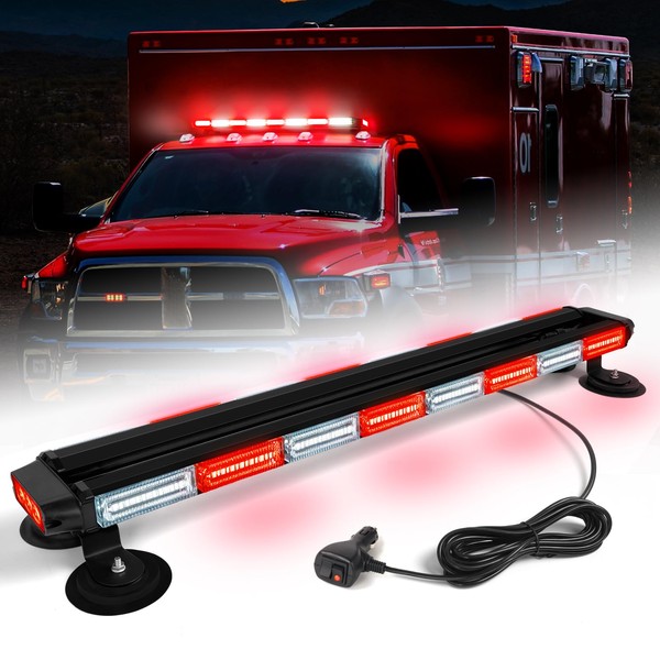 LRTER 34inch 166 LED Emergency Rooftop Strobe Lights Bar Flashing