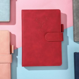 Premium A5 Thick Faux Leather Journal Notebook with Secure Clasp Closure – 360 Lined Pages for Business Meetings, Office & Executive Use, Leather Notebooks for School Supplies,No Bleed, Inner Pocket, (Red)