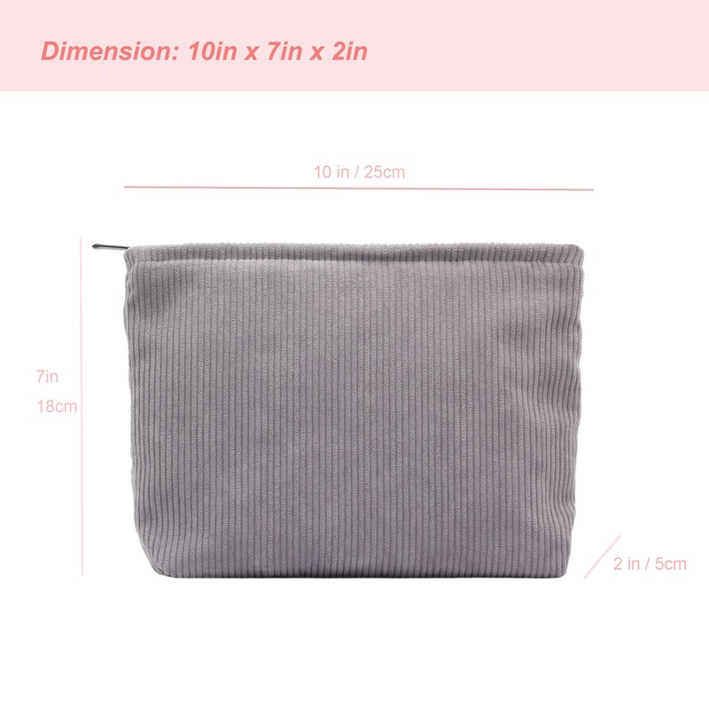PAZIMIIK Makeup Bag Large Zipper Corduroy Make Up Pouch for
