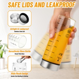 Luxfuel 16oz Glass Water Bottles with Lids, 4 Pack Reusable Wide Mouth Juice Bottles with Stainless Steel Caps, Leakproof Borosilicate Glass for Juicing, Smoothies & Storage, BPA-Free,Dishwasher Safe