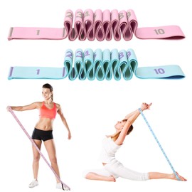 Guiqulai 2 Pcs Stretch Strap, Elastic Yoga Stretching Strap Stretch Bands for Exercise Multi-Loop Pilates Resistance Bands for Physical Therapy, Pilates, Yoga, Dance, Gymnastics Exercise