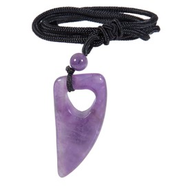 KYEYGWO Crystal Sharpener Pendant with Adjustable Nylon Rope, Wolf Tooth Stone Necklace Lucky Charm Gemstone Necklaces Amulet Jewellery for Men and Women, amethyst Nylon rope, Amethyst