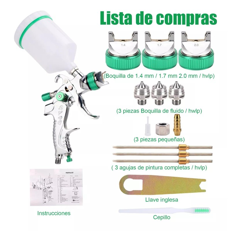 MXNLPJ Pistola Gravedad Pintura Automotriz De 600ml 1,4/1,7/2,0 Mm