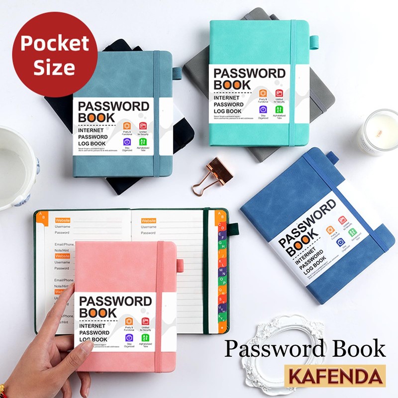 KAFENDA Password Book with Alphabetical Tabs, Address Book for Website