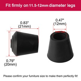 sourcing map 10pcs Chair Leg Tips Caps 11.5mm Anti Slip Rubber Furniture Table Feet Cover Floor Protector Reduce Noise Prevent Scratches
