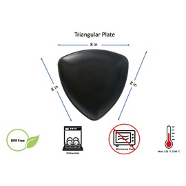 Lucky Star Melamine Plates Sushi Sashimi Salad Serving Dinner Platter Dishes, 8" or 9", Triangular shaped, Black (24, 8 inch)