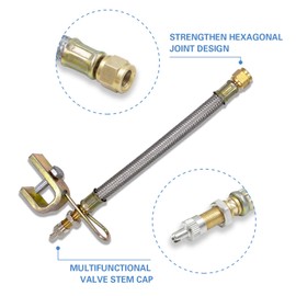 CKAuto 2 pcs 7"/180mm Metal Valve Stem Extenders, Universal Valve Stem Extensions Made of EPDM Rubber, Fit for Heavy Vehicles, Silver