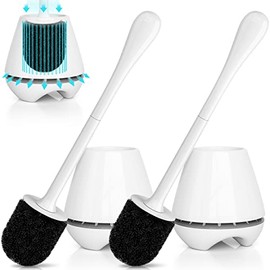 Juego de 2 escobillas de Inodoro con Soporte ventilado, Cepillo para Polvo de Inodoro con Mango Largo y Grande para baño, Limpieza de Inodoro, cerdas cómodas