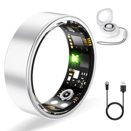 Smart Ring Health for Women & Men,with Charging case,No App Subscription Wearable for Sleep,IP68 Waterproof,8 Sports Modes,Compatible with iOS/Android(Silver, #12)