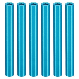 PATIKIL 6pcs M3 Metal Threaded Standoff Spacer Nuts, Round Aluminum Spacers Female Coupling Screws, 1/8" ID x 3/16" OD, Blue, (45mm L)