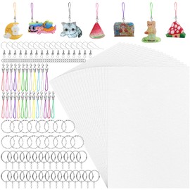 Natonhi 290 Pieces Heat Shrink Plastic Sheet Kit Include 30pcs A4 Shrinky Art Paper and 120 Keychains Accessories 20 Earring Hooks, Creative Craft Homemade Shrinky Dinks and Keychain