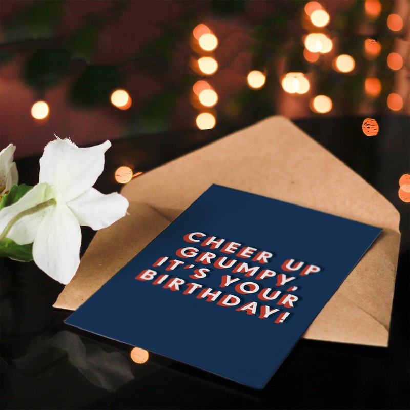 Artery8 Cheer Up Grumpy Modern Funny Cheeky For Him Birthday