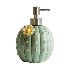 WAIT FLY Cactus with Yellow Pattern Soap Dispenser with Pump, Refillable Lotion Soap Bottle, Lotion Bottle, Hand Soap Dispenser, Home Bath Room Kitchen Decoration
