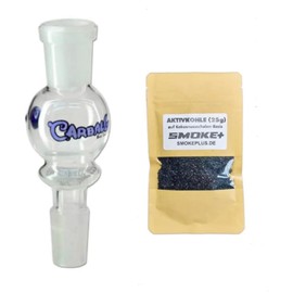 Black Leaf Carball Activated Carbon Adapter (14.5 mm - 18.8 mm) + 25 g Loose Activated Carbon on Coconut Base and Sticker (18.8 mm)