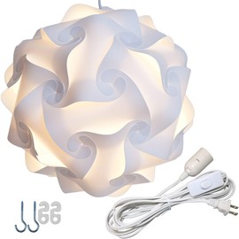 Lightingsky DIY IQ Jigsaw Puzzle Lamp Shade Ceiling Pendant Lampshade Kit with 15 Feet Hanging Cord (White, M-10 inch)