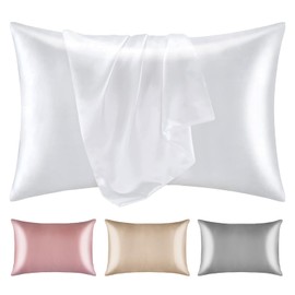 Suaghan Silk Pillow Cover, 100% Silk Pillow, Single Side, 16.9 x 24.8 inches (43 x 63 cm), Silk Pillow Case, Washable, Skin-friendly, Reduces Sleeping Habits, Antibacterial, Odor Resistant, Beautiful