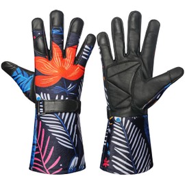 NORTH SKIN Thorn Proof Gardening Gloves for Women Men Rose Garden Breathable Cowhide Leather Gauntlet Cactus Handling Gloves Working Gloves Straps Pull Adjustable with palm Padding (Long Black, M)