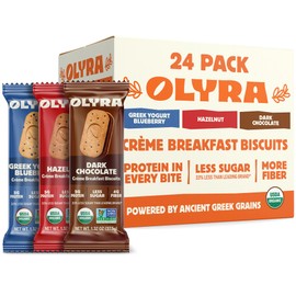Olyra Variety Pack Sandwich Breakfast Biscuits, Organic Snacks, Healthy Snacks for Adults and Kids, Office Snack Low Sugar, High Fiber, Vegan Organic Cookies, USDA Certified Organic, Non GMO (Pack of 24)
