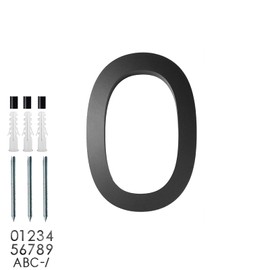 roslyong Floating House Number 6 Inch, Modern Outdoor Address Sign, Acrylic Solid Address Numbers with Nail Kit, Black Letter O