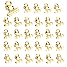 XCRPRT Small Bulldog Paper Clips, Pack of 60 Clips, Gold, 22 mm, Small Clips, Binder Clips, Golden Clips, Multi-function Clip for Photos, Office, Kitchen, Office Accessories