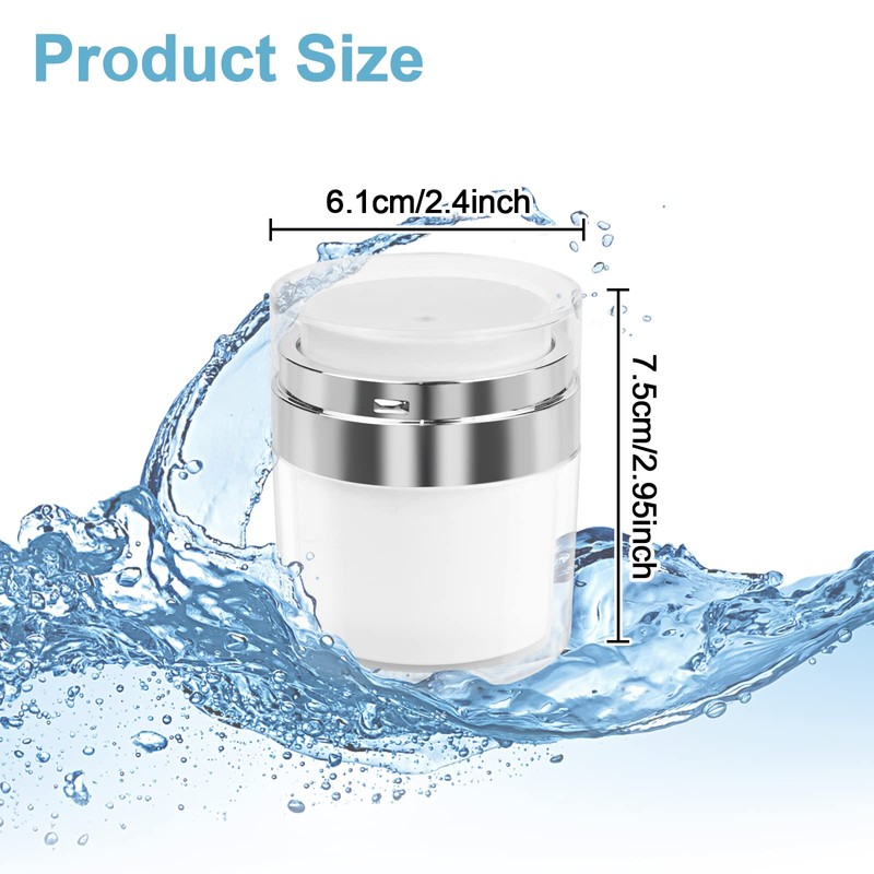 Pack of 3 Airless Pump Jars, 50 ml/50 g, Cream