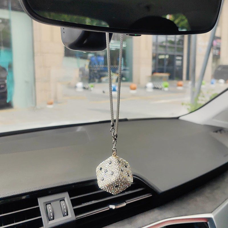 Bling Dice Rear View Mirror Accessories, Cute Car Accessories for