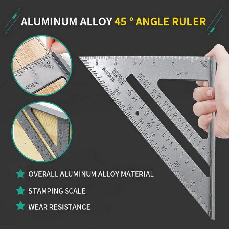 Square Protractor Miter Aluminum Alloy Triangle Metric Imperial Square Measurement