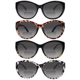 ZONLON 4 Pack Bifocal Sunglasses for Men and Women - Fashionable UV400 Outdoor Safety Glasses, 4 mixed colours