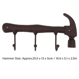 Industrial Styles Vintage Wrench Hammer Cast Iron Metal Wall Coat Hook Hat Shelf Rustic Retro Wall Coat Rack for Men Workshop Garage Tools Holder Hook (#1)
