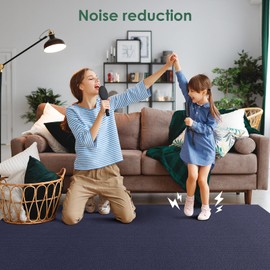 VallisCo Carpet Tile 20 Pack 24” X 24” Self Adhesive Carpet Floor Tiles Anti-Slip Squares Peel and Stick Floor Tilel DIY Installation for Bedroom(Blue)