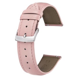 BINLUN, Leather Watch Strap, Quick Release, Leather Watch Band, Multiple Color Watch Band, Stylish Replacement Strap, Soft, Breathable, Unisex (0.8 inch (20 mm), Pink)