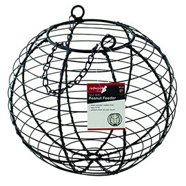 Redwood Leisure Garden Bird Hanging Nut Ball Peanut Feeder - Powder Coated Steel - Black - 18 cm