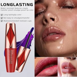 2 unidades de tinte de labios despegable, máscara de larga duración, impermeable y a prueba de transferencia, tinte labial nude, delineador de brillo 