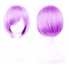 Lymalimoon Peluca Morado Claro Lila Corta Cabello Liso Y Fleco