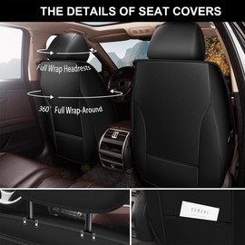 JIAMAOXIN Fit for Outback Seat Covers, 5 Seats Full Set Faux Leather Car Seat Covers for 2010-2024 2025 Subaru Outback (Black & Beige)