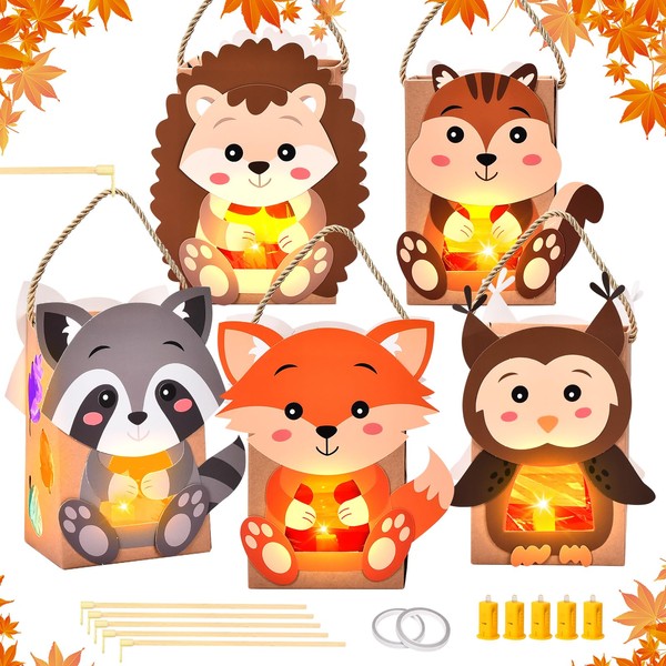 Herefun 5 Autumn Lanterns for Crafts for Children, Autumn Animal
