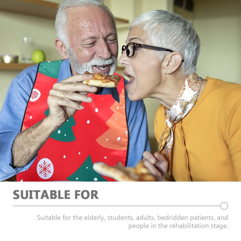 Ciieeo Christmas Themed Adult Bibs for Eating Washable Elderly Dinning