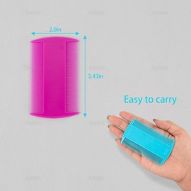 AUEAR, 12 Pack Pet Flea Lice Combs Double Sided Fine Tooth Dogs Cats Grooming Remove Float Hair Tear Marks Tick Removal Tool (6 Colors)