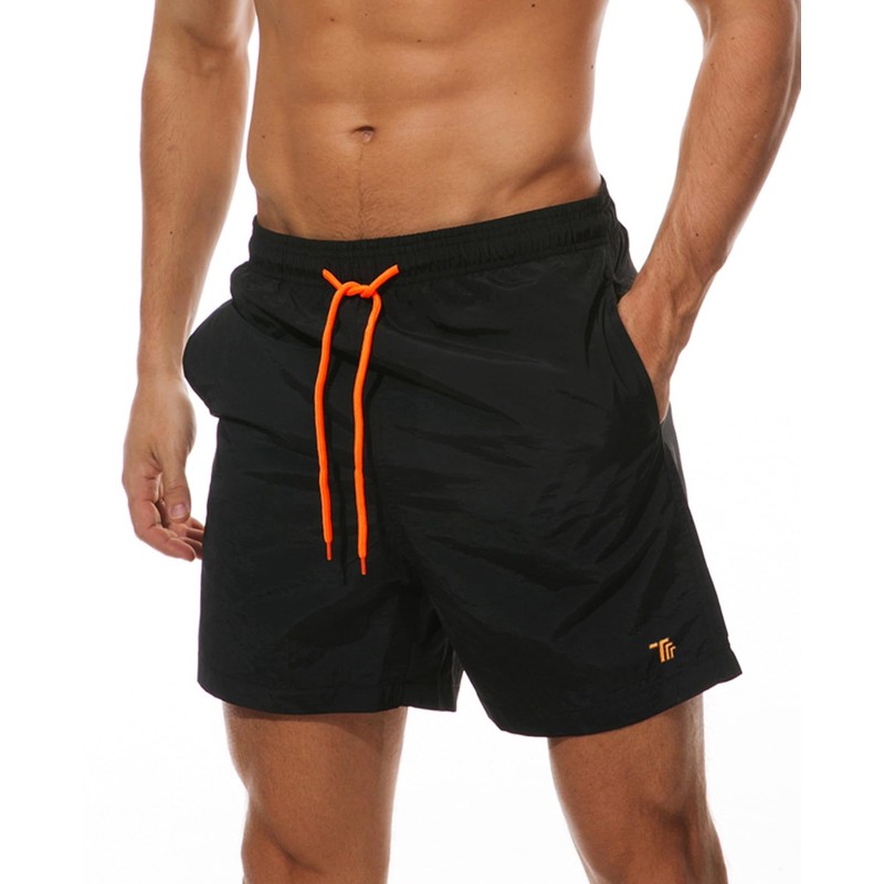 YSENTO Men's Knee-Length Surf Shorts, Beach Swim Trunks with Mesh