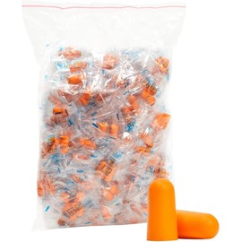 50 Pairs of Soft Foam Ear Plugs Individually Wrapped for Sleeping, Noise-Canceling, Disposable, Bulk Set for Concert, Music Festival, Sleep (Orange, 0.5x0.95 in)