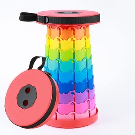 Bestswitches Bestswitch Multifunctional Telescopic Stool Polypropylene Lightweight and Portable Flexibly Adjusted in Height for Travel Camping Family Gatherings Outdoor BBQ, Red