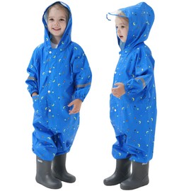 Traje de lluvia para niños y niñas, de una pieza con capucha y cremallera, impermeable, 1-3 años, talla S