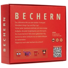BECHERN®, the ultimate Mix of Kings Cup & Flip Cup 69 Playing Cards, 10 Red Shot Cups, The New Cult Party Game for Fun Game Evenings with Friends,Card Game,Drinking Game,Drinking Game for Stag or Hen Nights, for parties with your flatmates, New Year's Ev