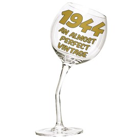 Bombo Weinglas mit gebogenem Stiel für den 80. Geburtstag mit Inschrift in Englisch